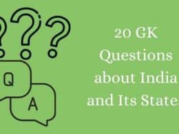 关于印度及其邦的20个GK问题